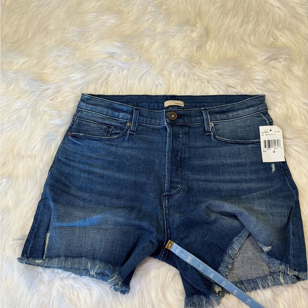 NWT Edyson Delon High-Rise Shorts in Dark Lincoln Wash Size 25 + 30 - Picture 13 of 13